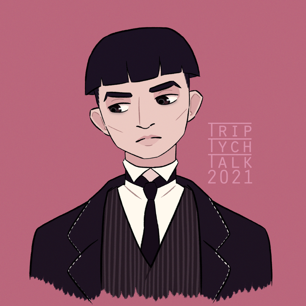 July 2021 - sketch<br>stylization exercise of Credence from Fantastic Beasts and Where to Find Them