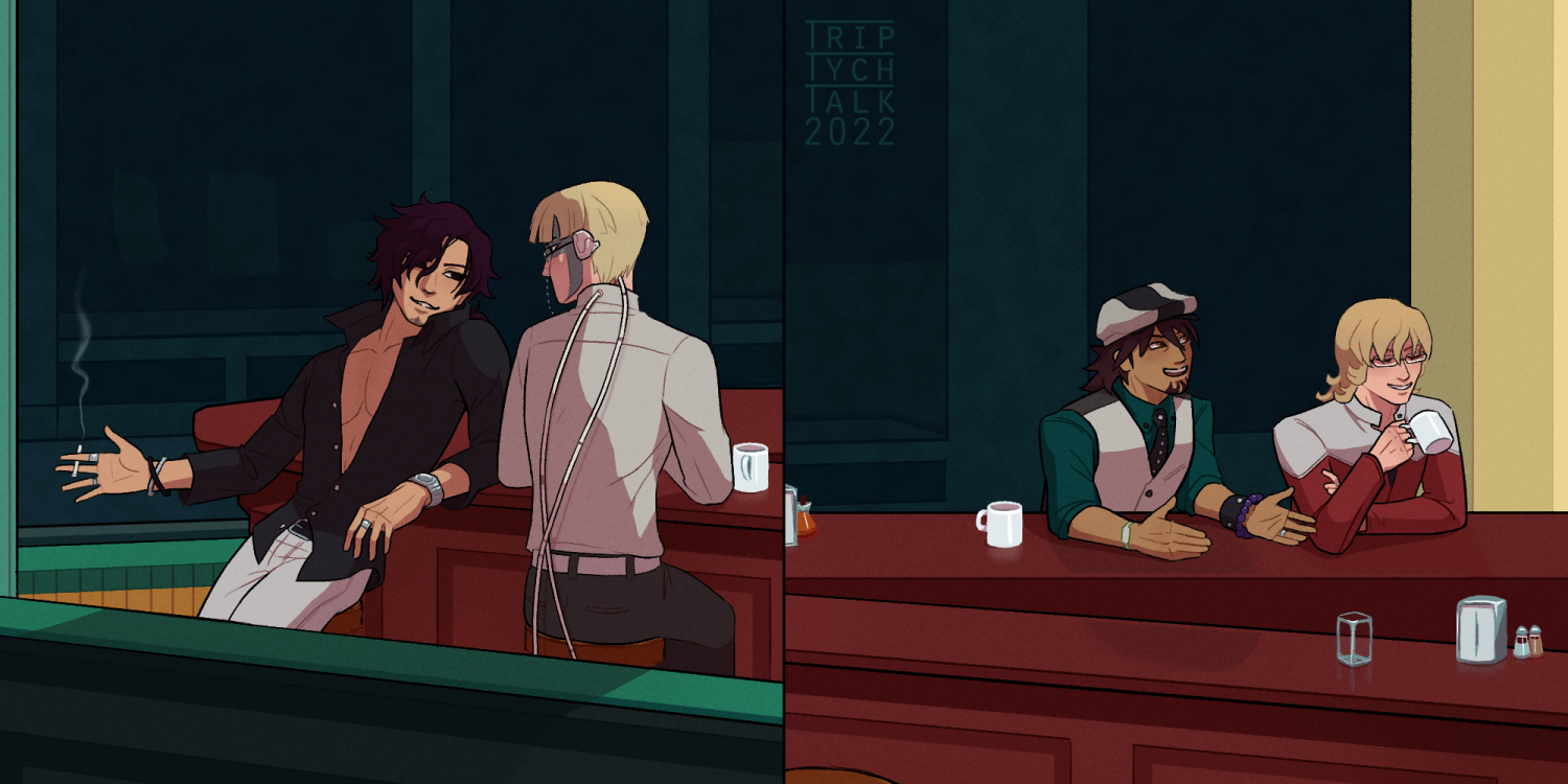 January 2022 - 'after Nighthawks' details<br>characters from Vassalord and Tiger & Bunny