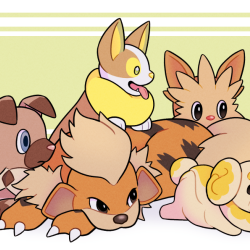 Illustration of the Puppy Pokemon with their newest member.