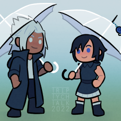 Very simple Xehanort and Xion, both holding umbrellas.