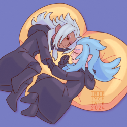 Chibis of Xemnas and Saix on Kingdom Hearts cushion.