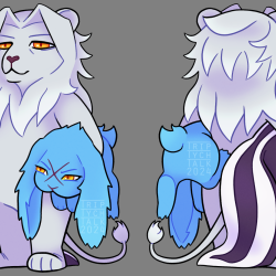 Front and back of Xemnas, Xigbar, and Saix as toony animals.