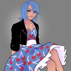 Colored sketch of Aqua in Sweet Cherries outfit from KHX.