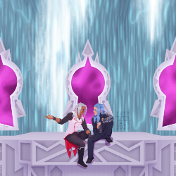 Illustration of Xemnas and Isa in the Garden of Assemblage.
