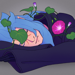Illustration of Saix draped with morning glory.