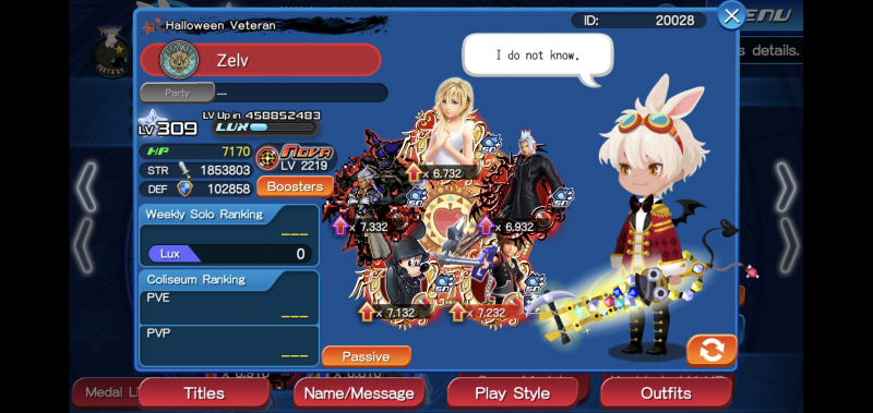 Screenshot of player profile from KHUX.