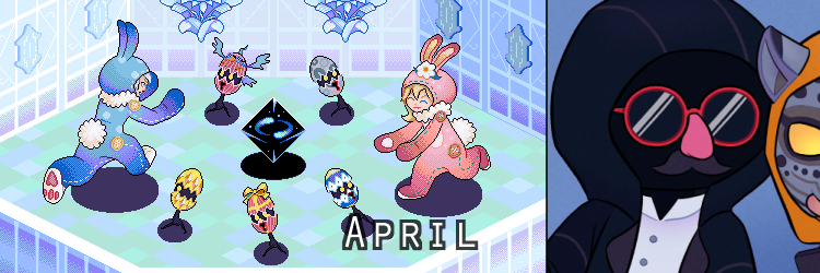 Banner for April chibis and illustration.