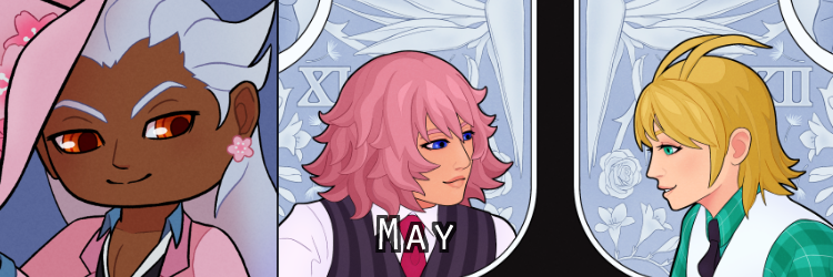 Banner for May chibis and illustration.