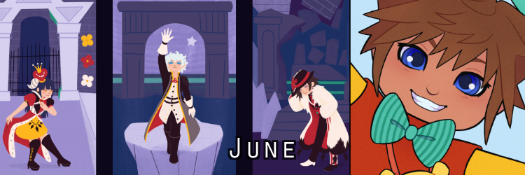 Banner for June chibis and illustration.