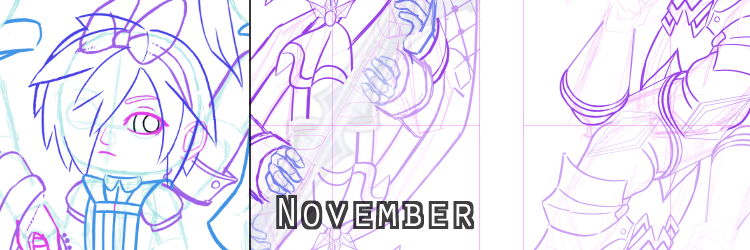 Banner for November chibis and illustration.